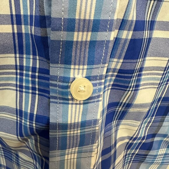 Untuckit Tramonti Shirt Men's Large Blue White Plaid Button Down Pocket - Picture 4 of 9